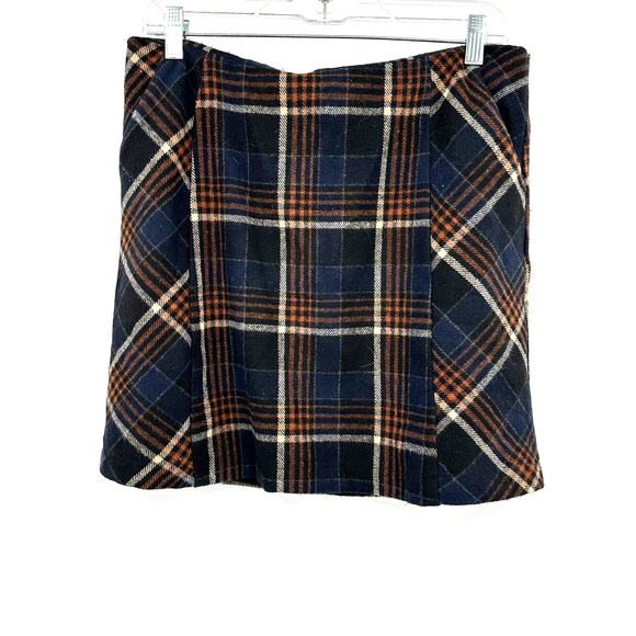 Mittoshop Size Large Skirt‎ Black Plaid Mini Pockets Academic Workwear School - Picture 1 of 4